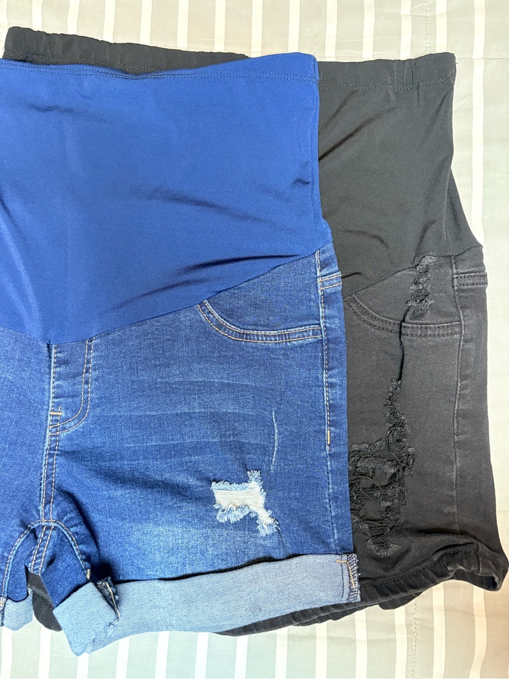 Maternity Shorts Set of 2 Blue and Black Denim